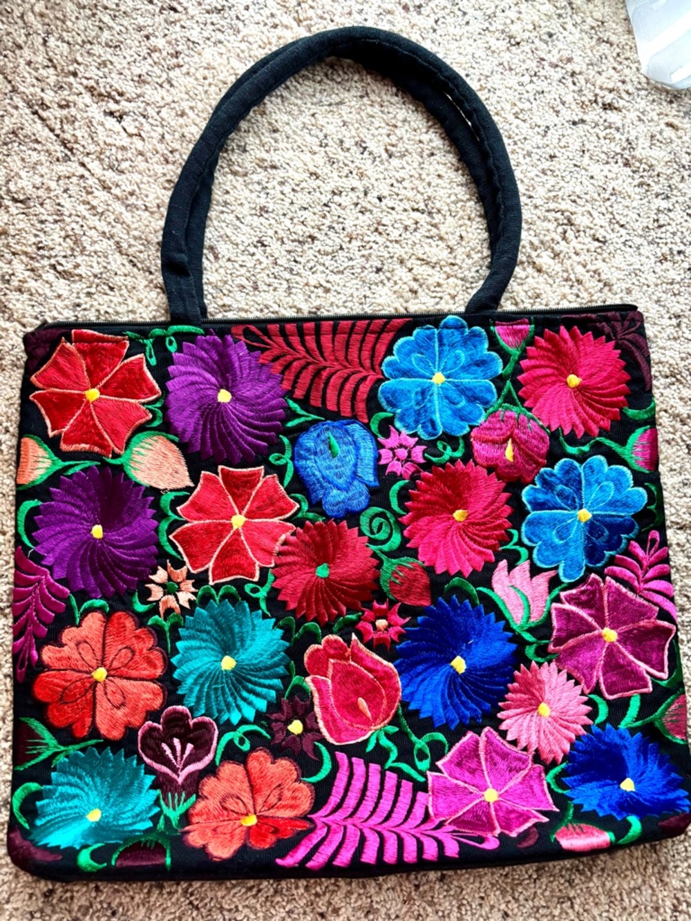 Embroidered Floral Tote Bag - Multicolor